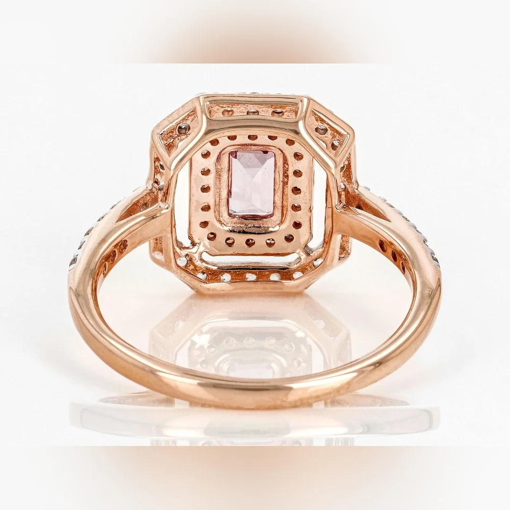 Solid 10k Rose Gold,  color shift garnet, champagne & white mined diamonds. - Picture 4 of 5